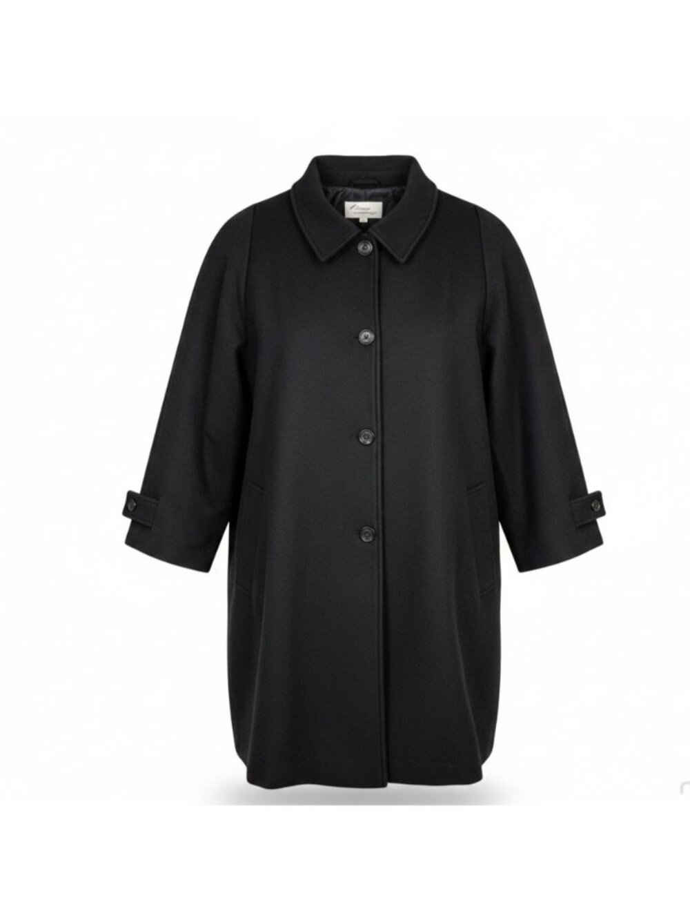 Woman Within Womens Black Swing Coat Button Front Lightweight Size 38W